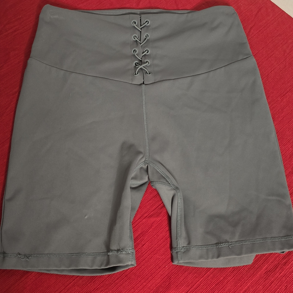 Forever 21 Gray Lace-Up Bike Shorts